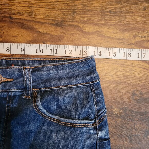 Wax Jeans Size 28 Mid Rise Skinny Medium Light Wash Ripped Stretch Denim - Picture 5 of 10